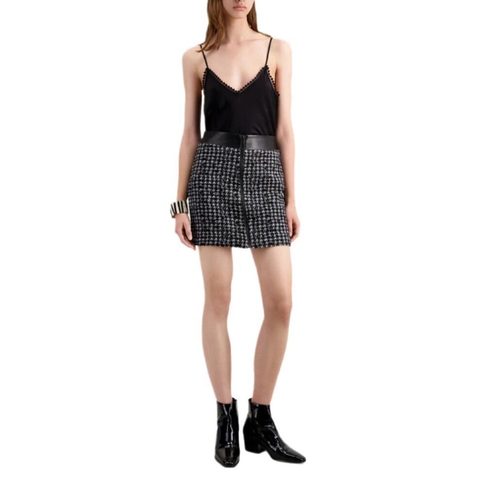 NWT The Kooples mini skirt in black & white tweed Size US 10 (size 4 French)